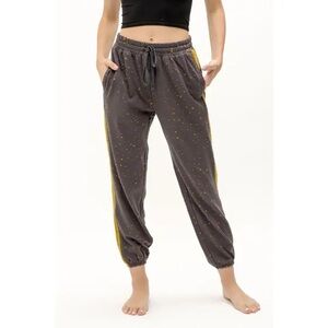 Mystree Terry Charcoal Jogger w/ Side Pockets & Stripes Size Large EUC
